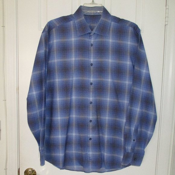 Tailorbyrd Mens L/S Blue Cotton Dress Shirt - Size 17/36 or XL - Picture 3 of 4